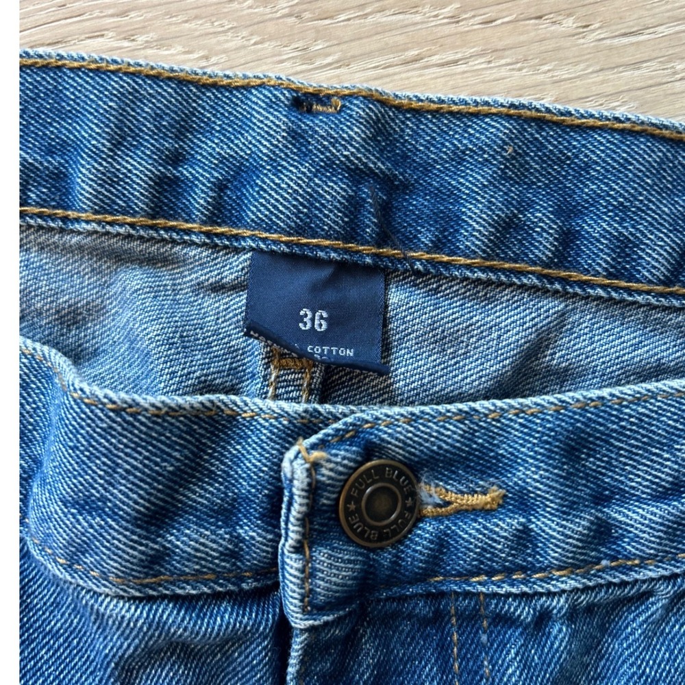 Y2K Skater Mens Denim Carpenter Shorts Size 36 Medium Wash Blue Denim Jorts VTG - Picture 3 of 7